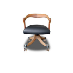 MARLOWE Poltrona girevole - Legno Noce Americano con seduta in pelle - Ceccotti
