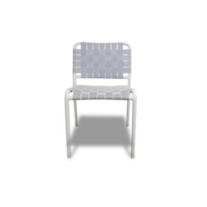 INOUT 823 Sedia da Esterno - Alluminio Bianco Intrecciato con Cinghia Grigia - Gervasoni