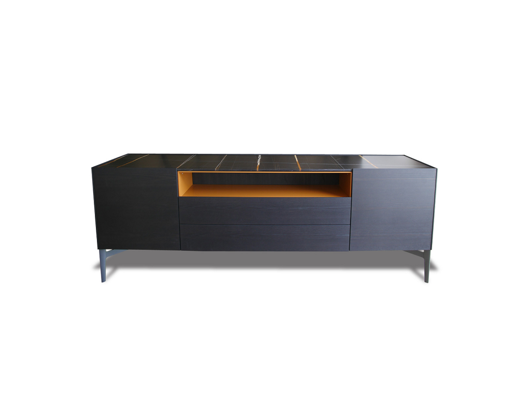 CODE Madia - Struttura Olmo Nero / Top in Marmo Sahara Noir Levigato - Poliform CODE Madia - Struttura Olmo Nero / Top in Marmo Sahara Noir Levigato - Poliform