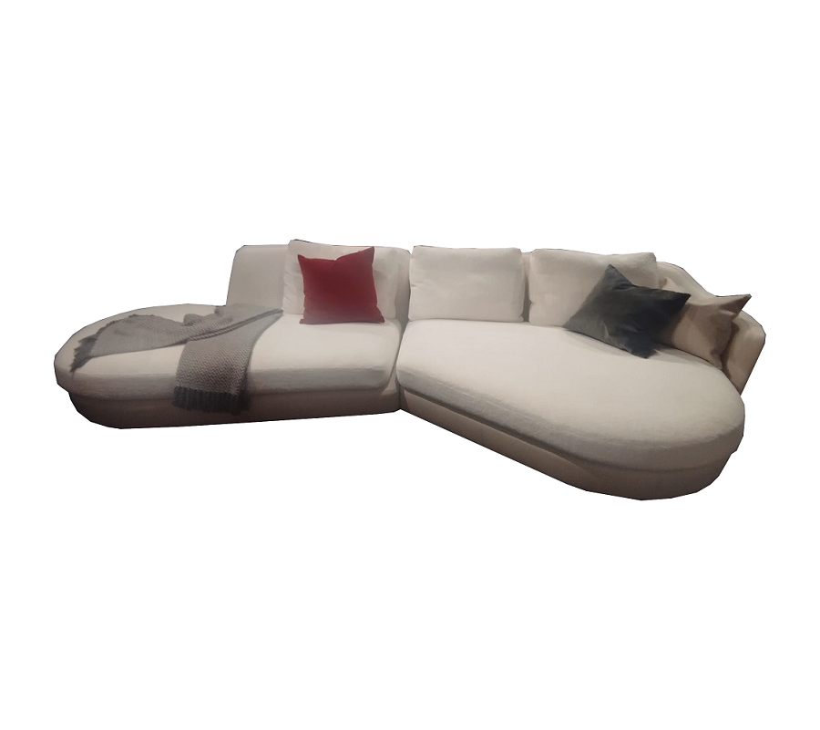 DUO SOFA Divano - Struttura in Pelle SC 06 Calicot - Cuscini in tessuto Mollis col. Milk - Poltrona Frau